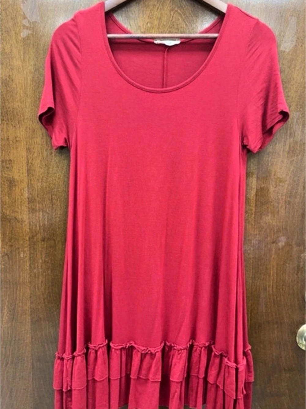 Easel Ruffle Hem Mini Dress in Burgundy Like New